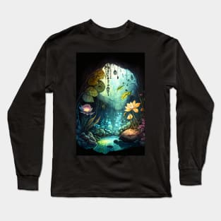 Magical Cavern Oasis Fantasy Illustration Long Sleeve T-Shirt